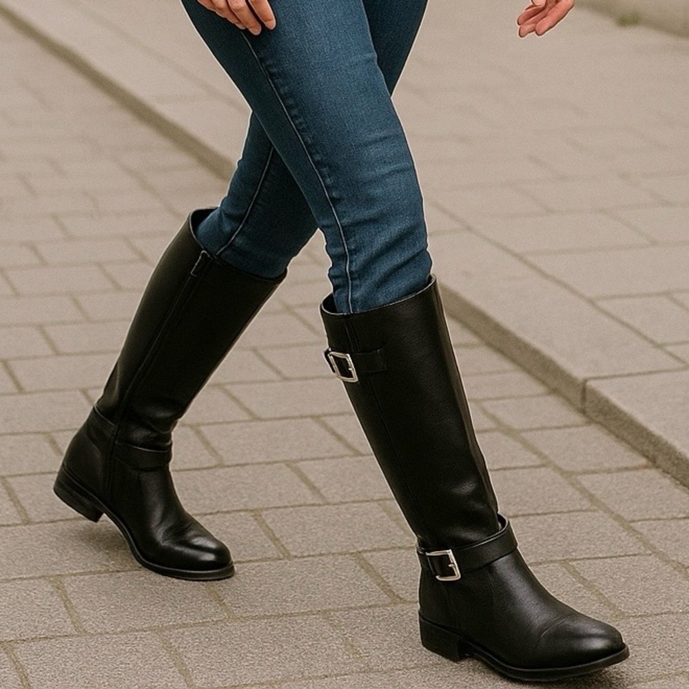 Baretraps Carmen Black Knee-High Boots Size 8.5 | Vegan Leather | New With Box